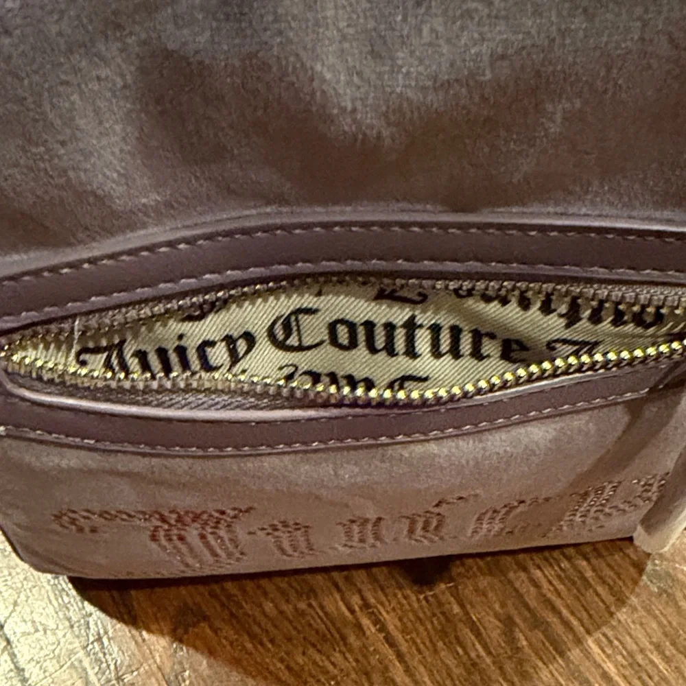 Juicy Couture Purple Velvet Mini Backpack with Rhinestone Logo
